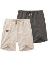 Shorts COOFANDY Casual Summer para homens de linho com bolsos cáqui