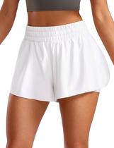 Shorts CRZ YOGA 2 em 1 Cintura Alta Secagem Rápida Branco