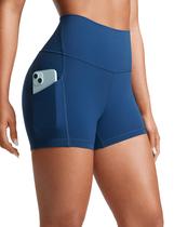 Shorts CRZ YOGA Butterluxe Cintura Alta 7,5 cm com Bolsos Azul Marinho P Shorts CRZ YOGA Butterluxe Cintura Alta 7,5 cm com Bolsos Azul Marinho P