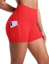 Shorts CRZ YOGA Butterluxe Cintura Alta 7,6 cm Bolsos Vermelho M Shorts CRZ YOGA Butterluxe Cintura Alta 7,6 cm Bolsos Vermelho M