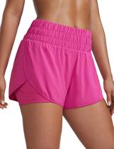 Shorts CRZ YOGA Cintura Alta 7,6 cm Fenda Hibisco Roxo