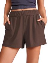 Shorts CRZ YOGA Cintura Alta Canelado Lyocell 7,5 cm Taupe