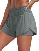 Shorts CRZ YOGA Cintura Alta com Fenda e Bolsos Cinza Sálvia XL Shorts CRZ YOGA Cintura Alta com Fenda e Bolsos Cinza Sálvia XL