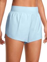 Shorts CRZ YOGA Cintura Alta com Fenda e Costura Interna de 7,5 cm Azul Shorts CRZ YOGA Cintura Alta com Fenda e Costura Interna de 7,5 cm Azul