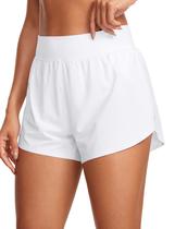 Shorts CRZ YOGA Cintura Alta com Fenda e Entrepernas de 7,5 cm Branco Shorts CRZ YOGA Cintura Alta com Fenda e Entrepernas de 7,5 cm Branco
