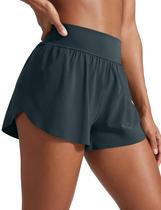 Shorts CRZ YOGA Cintura Alta com Fenda e Forro de Tela 7,5 cm
