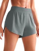 Shorts CRZ YOGA Cintura Média com Fenda e Entrepernas de 10 cm Cinza Sálvia Shorts CRZ YOGA Cintura Média com Fenda e Entrepernas de 10 cm Cinza Sálvia
