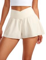 Shorts CRZ YOGA Crossover Borboleta Cintura Alta Branco GG