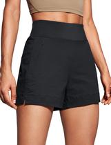 Shorts CRZ YOGA Leves de Cintura Média para Caminhada 10 cm - Preto