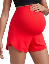 Shorts CRZ YOGA Maternidade Dolphin Vermelho 7 cm