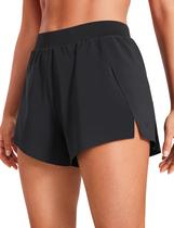 Shorts CRZ YOGA Running Cintura Alta com Fenda em V Preto G