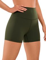 Shorts CRZ YOGA Sensação de Pele 10cm Cintura Alta Verde Oliva P