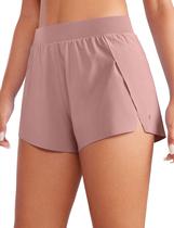 Shorts CRZ YOGA V com Fenda 6,5 cm Entrepernas Cintura Alta Rosa P