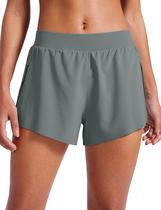 Shorts CRZ YOGA V Split Leve para Corrida Cinza Sálvia M