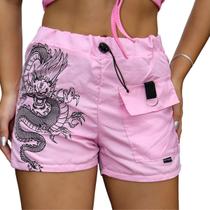 Shorts Curto com Estampa de Dragão Shorts Curto com Estampa de Dragão