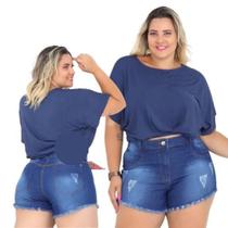 Shorts Curto Feminino Plus Size Desfiado