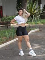 Shorts Curto Fitness para Academia Esportes Corrida Poliamida Cintura Alta Modela Bumbum Zero Transparência Preto