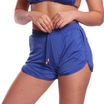 Shorts Curto Vih Triny Feminino Soltinho Moda Praia Com Bolso E Cordão Azul Royal Shorts Curto Vih Triny Feminino Soltinho Moda Praia Com Bolso E Cordão Azul Royal