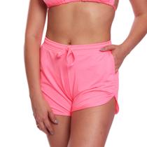 Shorts Curto Vih Triny Feminino Soltinho Moda Praia Com Bolso E Cordão Rosa Shorts Curto Vih Triny Feminino Soltinho Moda Praia Com Bolso E Cordão Rosa