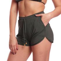 Shorts Curto Vih Triny Feminino Soltinho Moda Praia Com Bolso E Cordão Verde Shorts Curto Vih Triny Feminino Soltinho Moda Praia Com Bolso E Cordão Verde