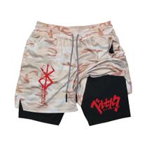 Shorts De Academia Masculinos Anime Berserk 2 Em 1 Secagem Rápida Elástico Compressão 5 Polegadas