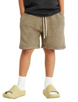 Shorts de algodão Flygo para meninos e meninas, lavados com ácido, ativos, para crianças, casuais, atléticos, folgados, de 5 a 16 anos (cáqui, GG) Shorts de algodão Flygo para meninos e meninas, lavados com ácido, ativos, para crianças, casuais, atléticos, folgados, de 5 a 16 anos (cáqui, GG)