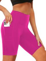 Shorts de banho Buauty de cintura alta com bolsos UPF50+ para mulheres