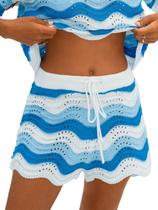 Shorts de banho CUPSHE com listras azuis para mulheres