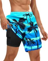 Shorts de banho OlyPegic 7 polegadas de secagem rápida com compressão