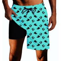 Shorts de banho SQPO Fish com forro de compressão de secagem rápida Shorts de banho SQPO Fish com forro de compressão de secagem rápida