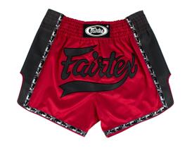 Shorts de Boxe Muay Thai Fairtex BS1703 Slim Cut - Vermelho/Preto