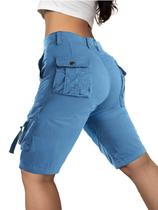 Shorts de caminhada Flamingals Bermuda Cargo 2024 para mulheres Blue S