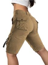 Shorts de caminhada Flamingals Bermuda Cargo Dark Khaki para mulheres