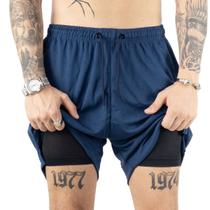 Shorts de Compressão 2x1 Premium de Corrida Masculino Dry-Fit Academia com Bolso Invisivel para Celular Luta Musculação Bermuda Dupla Run