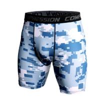 Shorts de Compressão Masculinos com Estampa 3D Camuflada - Elásticos para Academia e Musculação