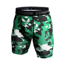 Shorts de Compressão Masculinos com Estampa 3D Camuflada - Elásticos para Academia e Musculação