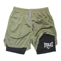 Shorts De Compressão Masculinos De Secagem Rápida EVERLAST, Dupla Camada, Estampados, Para Esportes,
