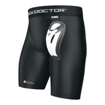 Shorts de compressão Shock Doctor com Bio-Flex Cup Black Shorts de compressão Shock Doctor com Bio-Flex Cup Black