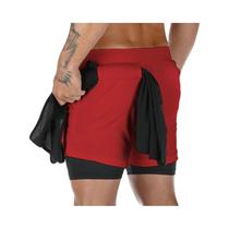 Shorts de Corrida de Compressão 2 em 1 Masculino - Ideal para Academia e Corrida