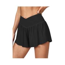 Shorts De Corrida Femininos 2 Em 1 Com Corte Borboleta E Crossover Para Tênis
