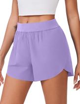 Shorts de corrida femininos PINSPARK High Split Lilac X-Small