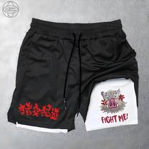 Shorts De Corrida Fitness Estampados Para Homens, Dupla Camada, Calças De Praia Dois Em Um, Tamanhos Shorts De Corrida Fitness Estampados Para Homens, Dupla Camada, Calças De Praia Dois Em Um, Tamanhos