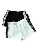 Shorts de corrida MakeMechic listrados em preto e branco para mulheres Shorts de corrida MakeMechic listrados em preto e branco para mulheres