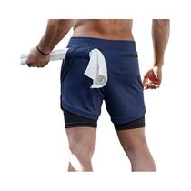 Shorts de Corrida Masculino 2 em 1 - Secagem Rápida para Academia e Treino