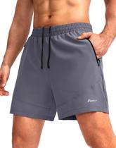 Shorts de corrida Pudolla para exercícios masculinos com bolsos com zíper