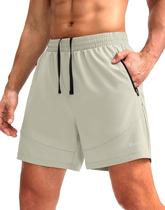 Shorts de corrida Pudolla para homens Workout Athletic Khaki 3XL