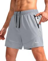 Shorts de corrida Pudolla para homens Workout Athletic Light Grey