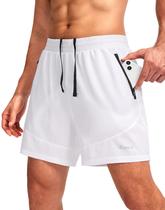 Shorts de corrida Pudolla para homens Workout Athletic White M