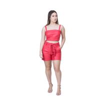 Shorts de Couro Coral Shorts de Couro Coral