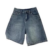 Shorts De Denim Femininos De Cintura Alta E Pernas Largas, Moda Casual De Primavera E Verão,